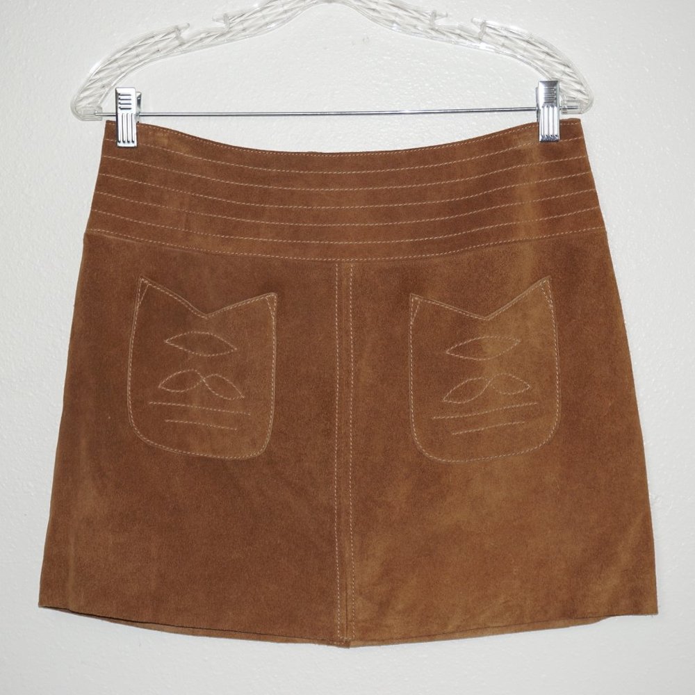 Free People Suede Leather Mini Skirt